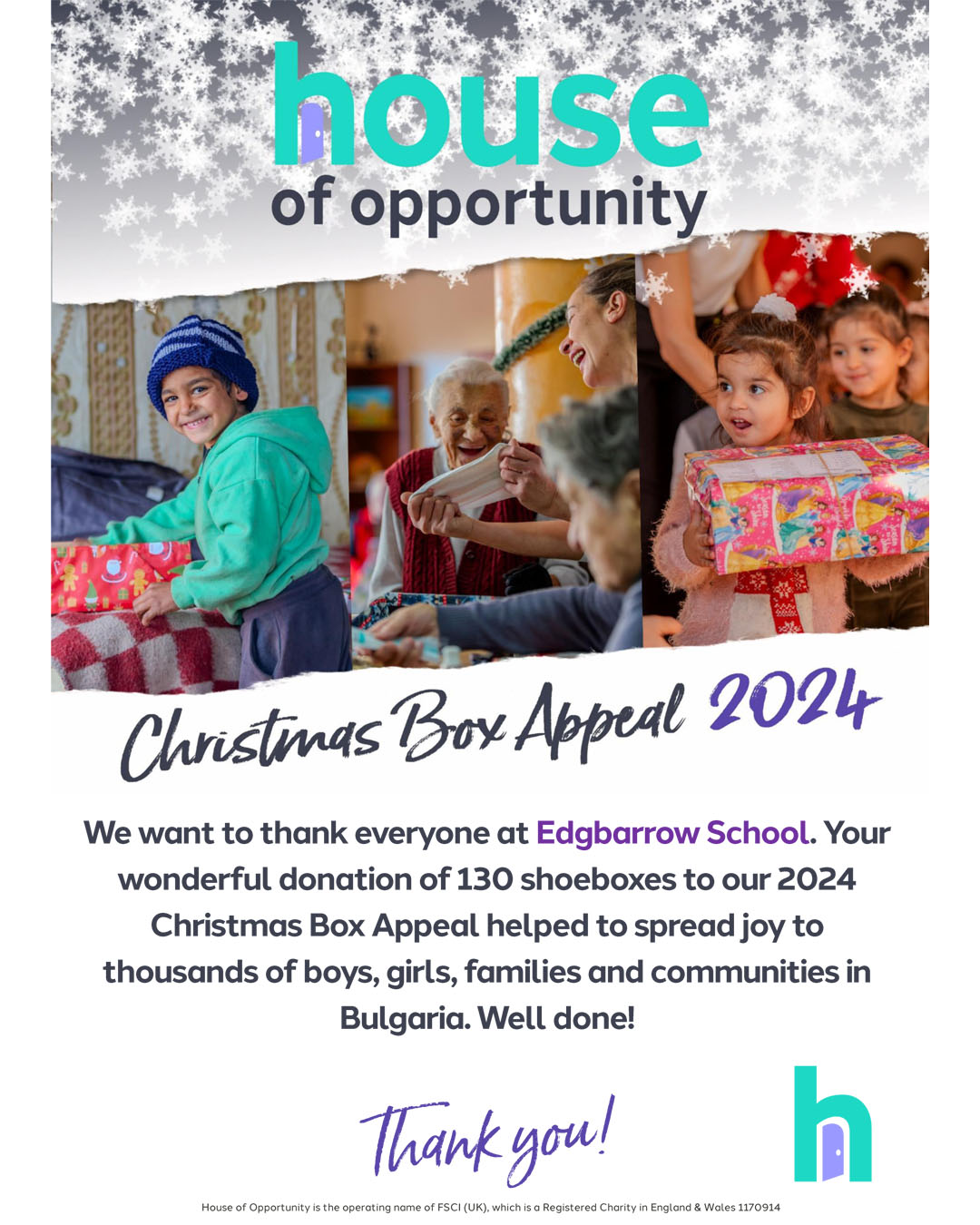 Christmas Shoe Box Appeal Certificate